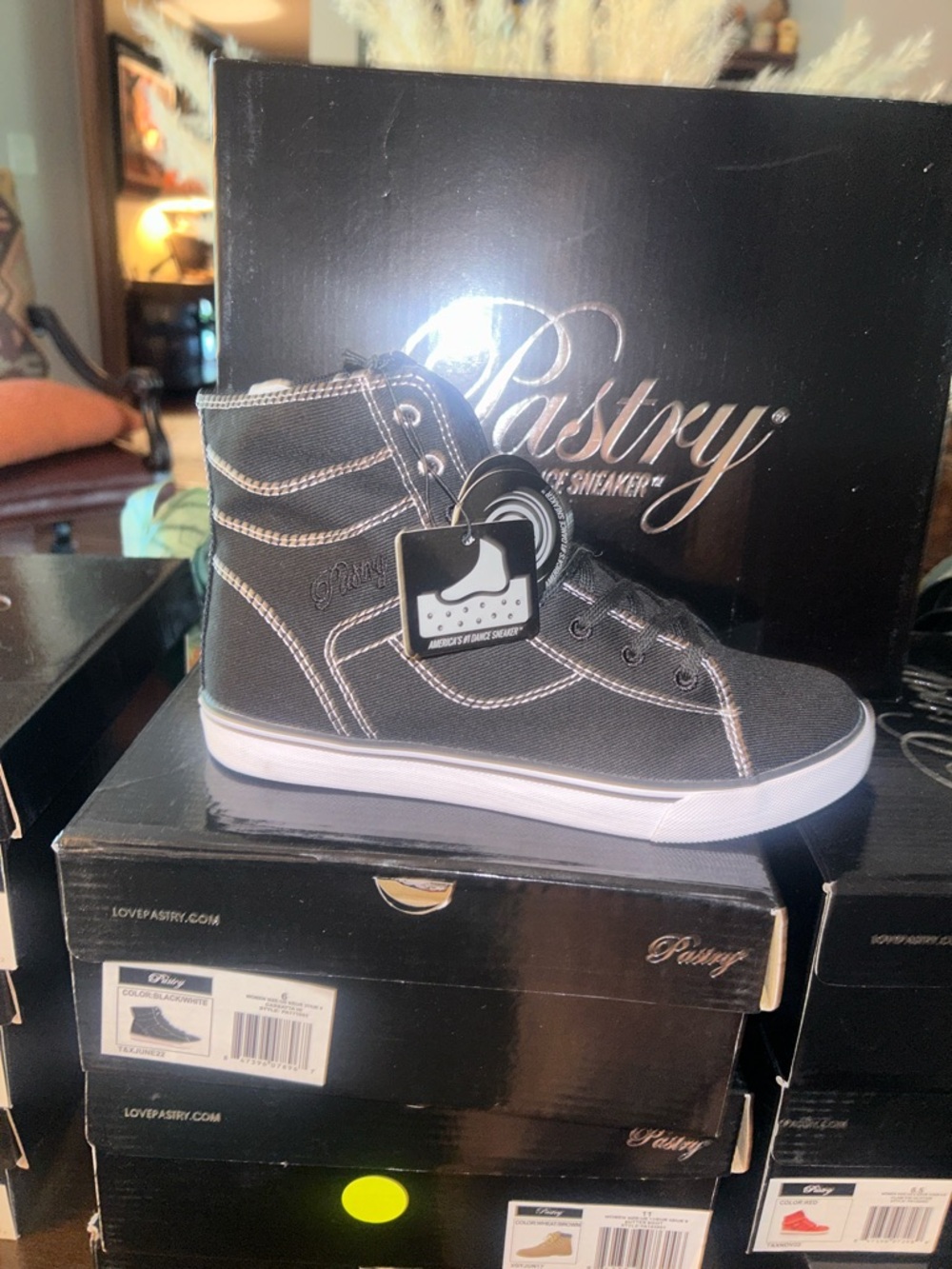 Pastry Black with white outline High-Top Canvas sneakers new with box